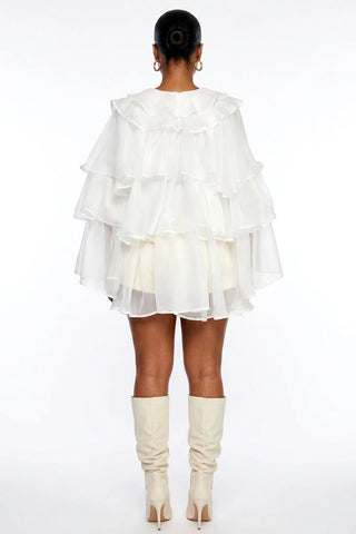 Dressed to Ruffle Sheer Top - White