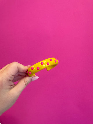 Thin Cuff Bracelet - Orange with Pink Dots - Boutique Bella BellaBracelets