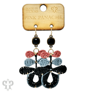 Three bow raffia dangle earring, Austrian crystal - LC - Boutique Bella BellaEarrings