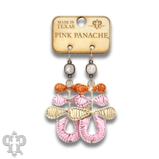 Three bow raffia dangle earring, Austrian crystal - LC - Boutique Bella BellaEarrings