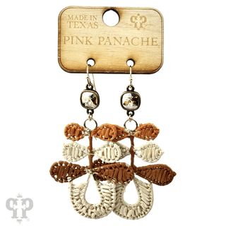 Three bow raffia dangle earring, Austrian crystal - LC - Boutique Bella BellaEarrings
