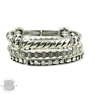 Three piece rhinestone and silver bracelet set - Boutique Bella BellaBracelets