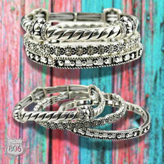 Three piece rhinestone and silver bracelet set - Boutique Bella BellaBracelets