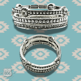 Three piece silver and rhinestone bracelet set - Boutique Bella BellaBracelets