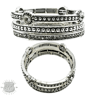 Three piece silver and rhinestone bracelet set - Boutique Bella BellaBracelets