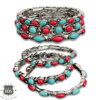 Three piece stone stretch bracelet set - Boutique Bella BellaBracelets