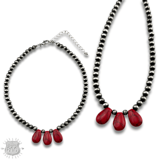 Three stone teardrop necklace - Boutique Bella BellaNecklaces