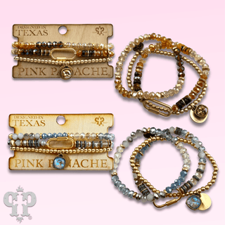 Three strand bracelet stack with screw lock charm and Austrian crystal - LC - Boutique Bella BellaBracelets