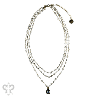 Three strand pearl and faceted acrylic bead necklace, Austrian crystal - Boutique Bella BellaNecklaces
