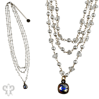 Three strand pearl and faceted acrylic bead necklace, Austrian crystal - Boutique Bella BellaNecklaces