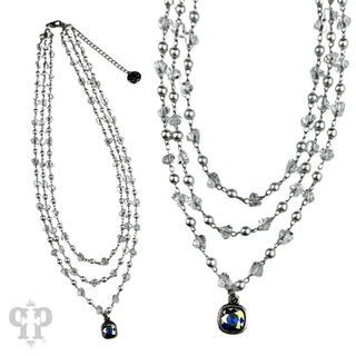 Three strand pearl and faceted acrylic bead necklace, Austrian crystal - Boutique Bella BellaNecklaces