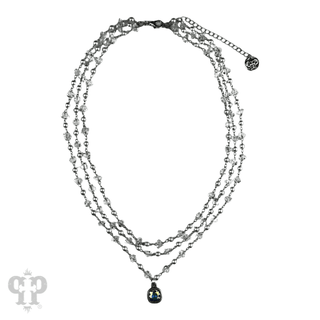 Three strand pearl and faceted acrylic bead necklace, Austrian crystal - Boutique Bella BellaNecklaces