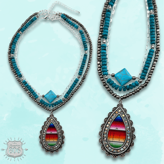 Three strand serape print necklace - Boutique Bella BellaNecklaces