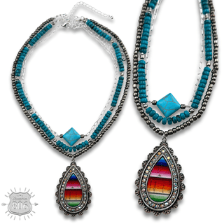 Three strand serape print necklace - Boutique Bella BellaNecklaces