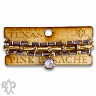 Three strand tube and rhinestone bead bracelet with Austrian crystal - Boutique Bella BellaBracelets