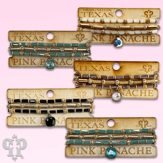 Three strand tube and rhinestone bead bracelet with Austrian crystal - Boutique Bella BellaBracelets