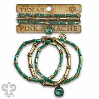 Three strand tube and rhinestone bead bracelet with Austrian crystal - Boutique Bella BellaBracelets