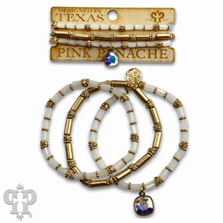 Three strand tube and rhinestone bead bracelet with Austrian crystal - Boutique Bella BellaBracelets
