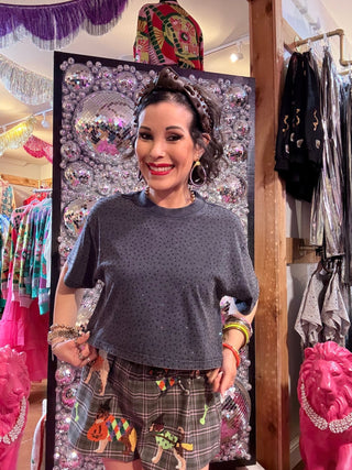 Throwback Glam Cropped Tee - Navy - Boutique Bella Bellatshirt