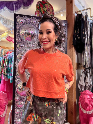 Throwback Glam Cropped Tee - Orange - Boutique Bella Bellatshirt