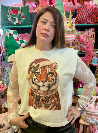 Tiger in her Santa Era Bling Tee - Boutique Bella Bellatshirt