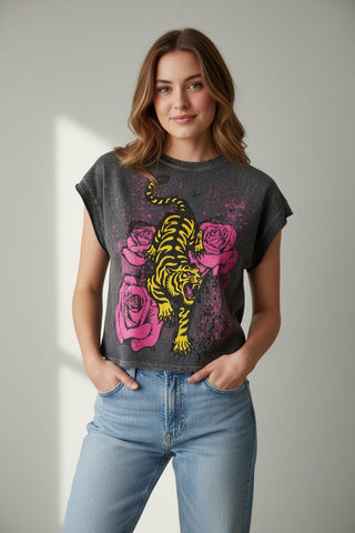 Tiger Rose Tee - Boutique Bella BellaTee