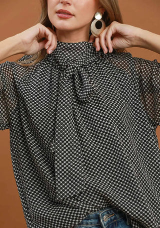 Timeless Dot Tie Neck Blouse - Boutique Bella BellaTop