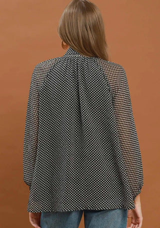 Timeless Dot Tie Neck Blouse - Boutique Bella BellaTop