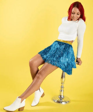 Tinsel Tiered Skirt in Blue - Boutique Bella BellaSkirt