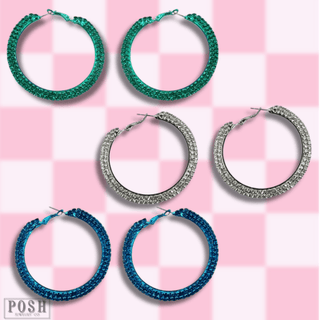Tiny rhinestone hoop earring - Boutique Bella BellaEarrings