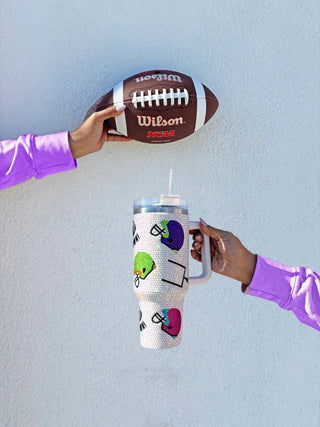 Touchdown Football Rhinestone Tumbler - Boutique Bella BellaTumbler