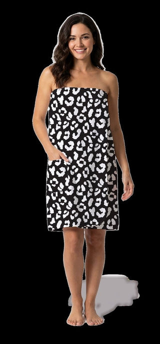 Towel Wrap - Black & White Leopard - Boutique Bella Bellatowel wrap