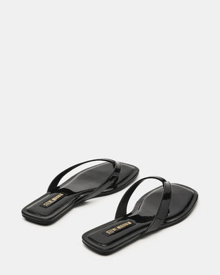 Trella Black Patent Square-Toe Thong - Boutique Bella BellaSandals