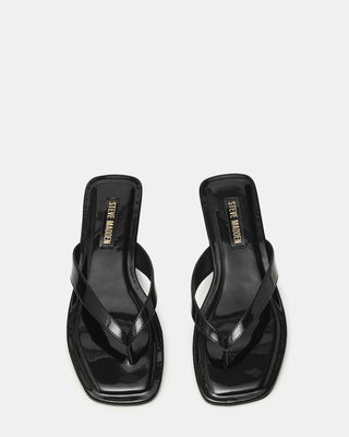 Trella Black Patent Square-Toe Thong - Boutique Bella BellaSandals
