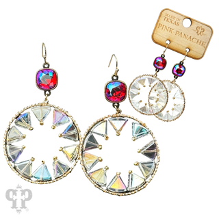 Triangle bead circular dangle earring with Austrian crystal - LC - Boutique Bella BellaEarrings