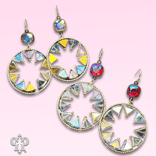Triangle bead circular dangle earring with Austrian crystal - LC - Boutique Bella BellaEarrings