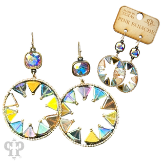 Triangle bead circular dangle earring with Austrian crystal - LC - Boutique Bella BellaEarrings