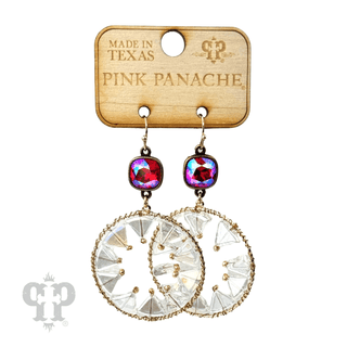 Triangle bead circular dangle earring with Austrian crystal - LC - Boutique Bella BellaEarrings