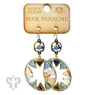 Triangle bead circular dangle earring with Austrian crystal - LC - Boutique Bella BellaEarrings