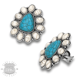 Triangle stone flower ring - LC - Boutique Bella BellaRings