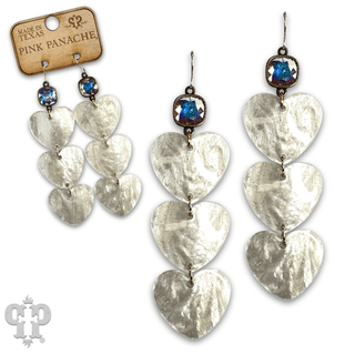 Triple acrylic heart earring, Austrian crystal - LC - Boutique Bella BellaEarrings
