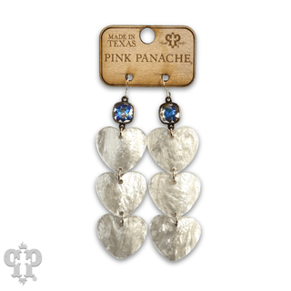 Triple acrylic heart earring, Austrian crystal - LC - Boutique Bella BellaEarrings