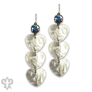 Triple acrylic heart earring, Austrian crystal - LC - Boutique Bella BellaEarrings