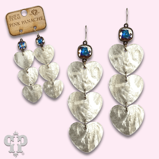 Triple acrylic heart earring, Austrian crystal - LC - Boutique Bella BellaEarrings
