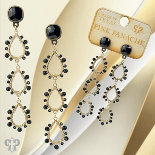 Triple bead wrapped teardrop and Austrian crystal dangle earring - LC - Boutique Bella BellaEarrings