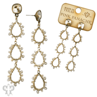 Triple bead wrapped teardrop and Austrian crystal dangle earring - LC - Boutique Bella BellaEarrings
