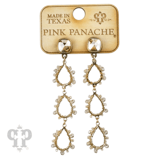 Triple bead wrapped teardrop and Austrian crystal dangle earring - LC - Boutique Bella BellaEarrings