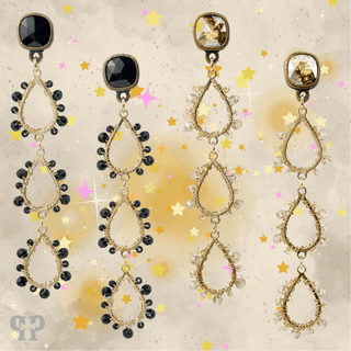 Triple bead wrapped teardrop and Austrian crystal dangle earring - LC - Boutique Bella BellaEarrings