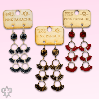 Triple fluted bead earring, Austrian crystal - LC - Boutique Bella BellaEarrings