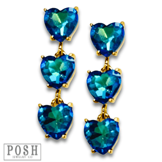 Triple heart rhinestone earring - LC - Boutique Bella BellaEarrings